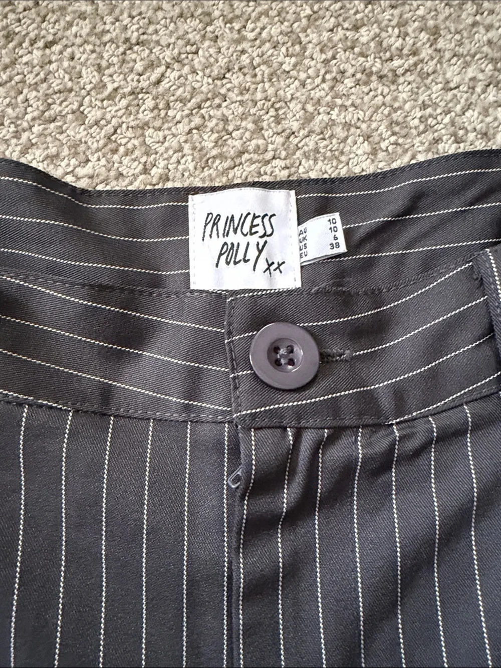 Princess Polly Black and White Pinstripe Pleated Shorts - Picture 2 of 3